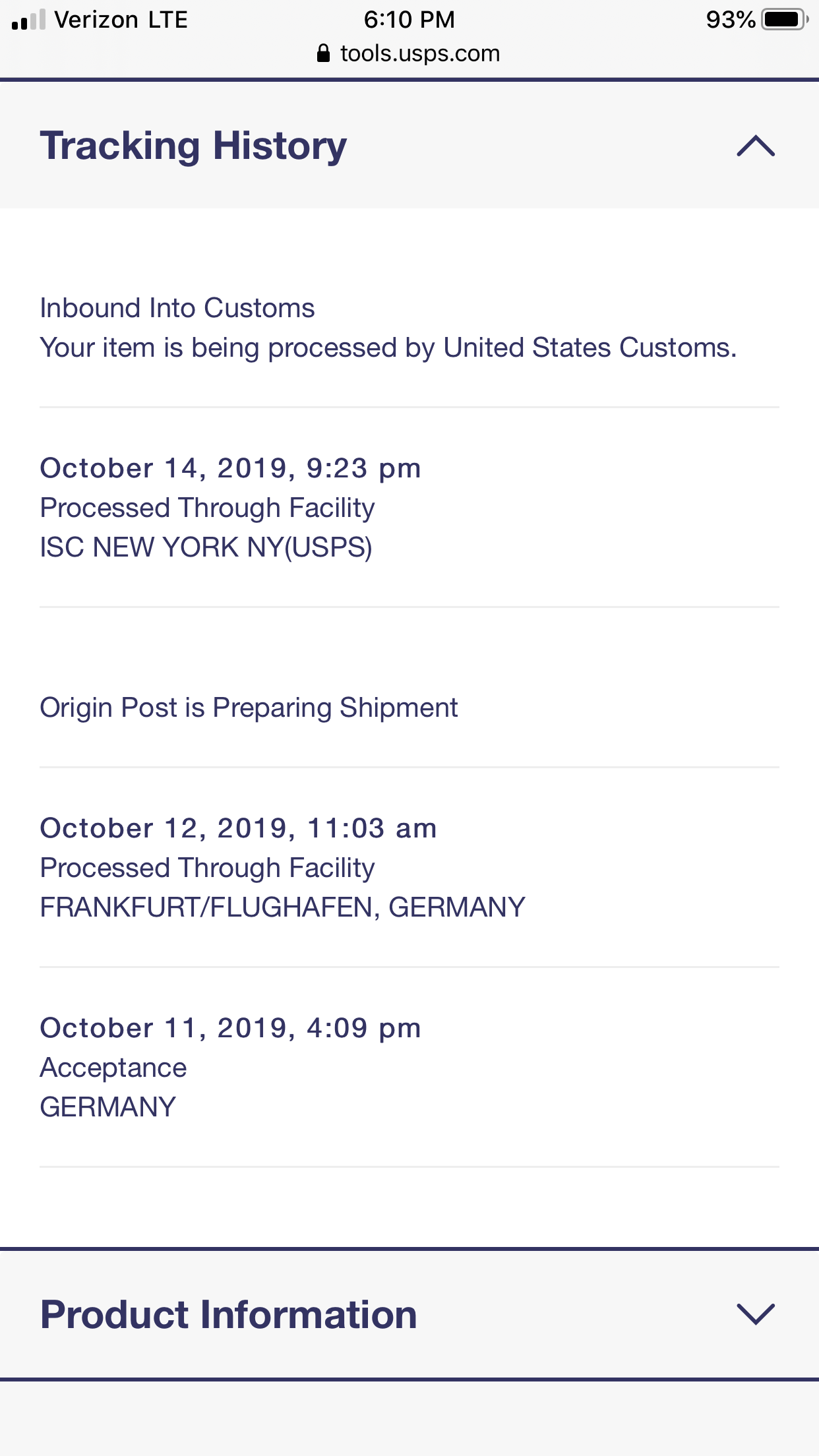What exactly does 'processed through ISC New York' mean on USPS